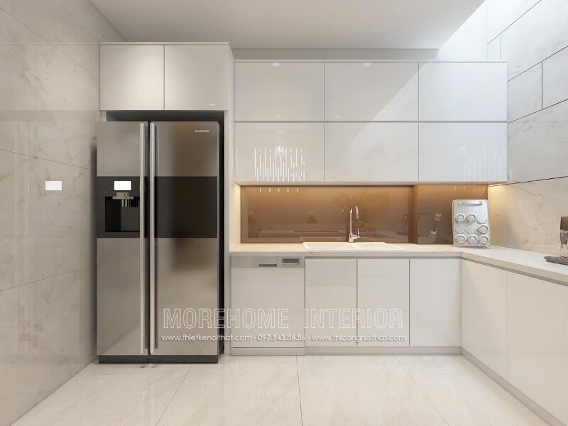 Lựa chọn tủ bếp màu trắng tinh tế mang lại không gian sang trọng và nhẹ nhàng hơn Tủ bếp hiện đại